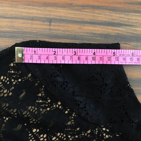 [Jessica] Black Lace Overlay Peplum Blouse | LP / 16P | Good - Picture 6 of 11